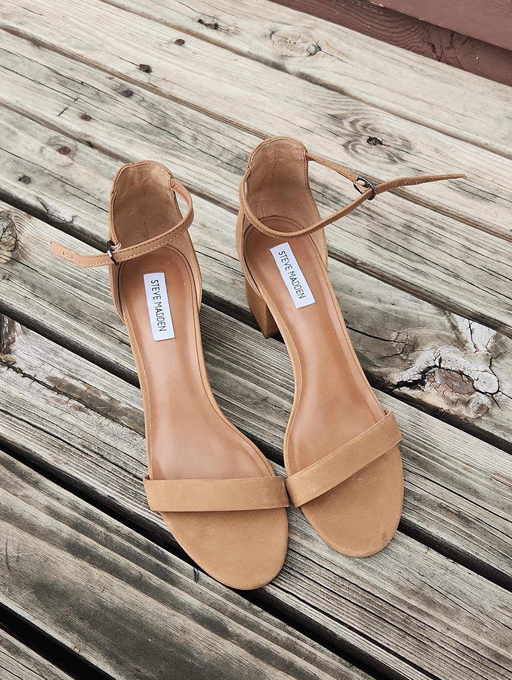 Steve Madden Irenee Strappy Block Heels Brown Nude 11 Formal Wedding Dance